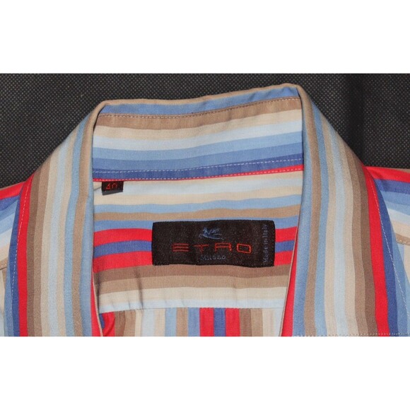 Etro Milano Men's Made In Italy Long Sleeve Button Front Striped Shirt Size 40 - Picture 7 of 8